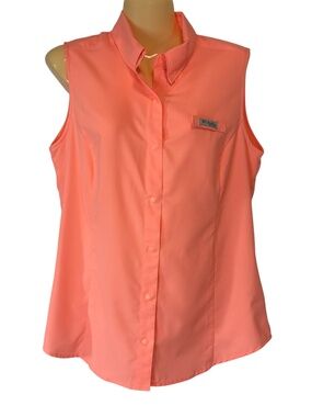 Columbia PFG Tamiami Sleeveless Button-Down Shirt Gorpcore Sporty Peach Medium